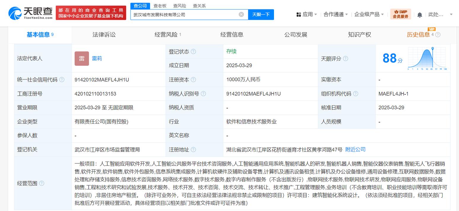 注册资本1亿人民币，人工智能应用与基路三位具本模式简析建、公共